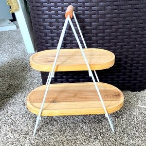 Tiered wooden shelf display
